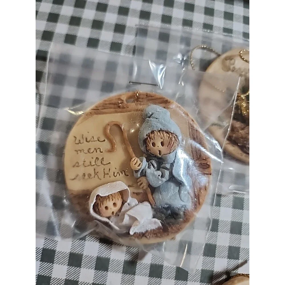 Vintage 1989 La Berge Pottery Resin Christmas Ornaments Lot of 3